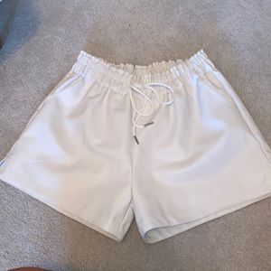 Mojo white leather shorts